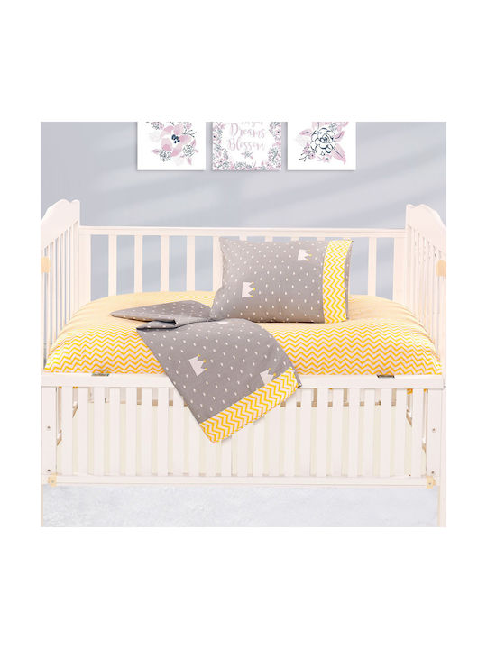 Beauty Home Baby Sheets Set Crib Cotton Satin Fitted Yellow 70x140cm