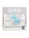 Beauty Home Baby Sheets Set Crib Cotton Satin Fitted Light Blue 120x160cm