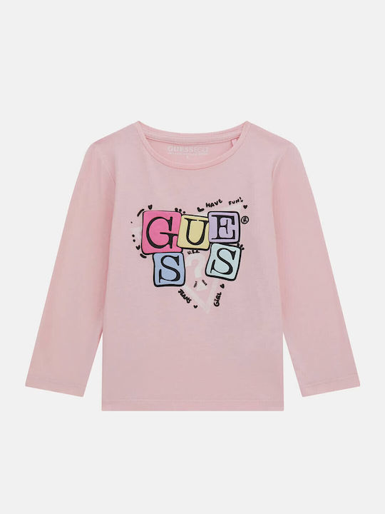 Guess Kids' Shirt Long Sleeve Salmon