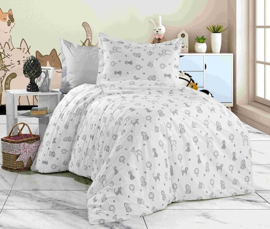 MayHome Set Kids Duvet Cover Semi-double with Pillowcase Cotton Gray 180x240cm