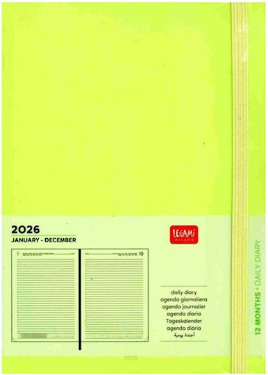 Daily Diary 12 Months Large With Notebook 2026 Chartreuse Ag2612068 Legami