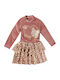 Children's Dress Long Sleeve Velvet Animal Print Dusty Apple