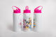 Lid Kids Water Bottle Stainless Steel with Straw Pink 360ml