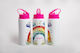 Lid Kids Water Bottle Stainless Steel with Straw Pink 360ml