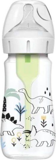 Dr. Brown's Plastic Baby Bottle Anti-Colic with Silicone Nipple for 0+, 0+ m, months Transparent Baby Dino 270ml