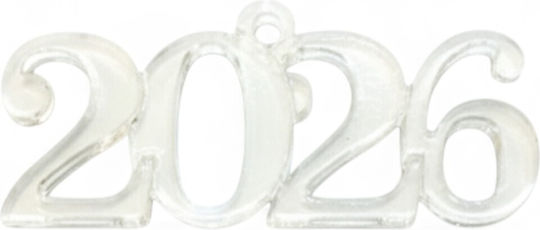 Decorative Plexi-Glass 2026 Set of 4 Pieces 4x1.8cm Silver
