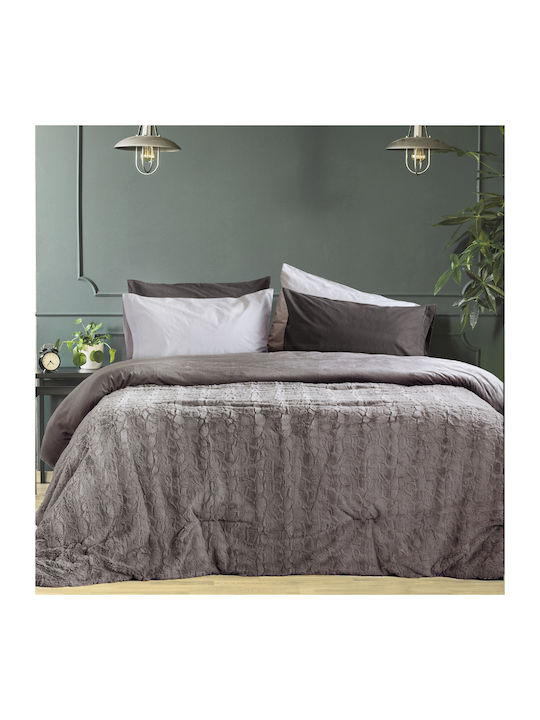 Nima Duvet Cover Queen 220x240cm Velure Cigar B...