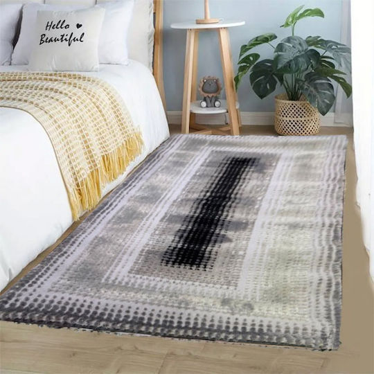 SpitiBazaar Modern Bedroom Rugs Set Grey With Black SB-00133 3pcs