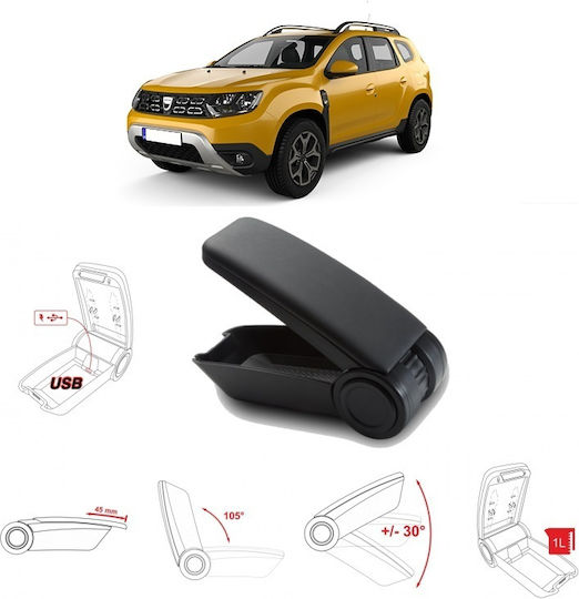 Rati Armster Car PU Armrest for Dacia Duster 2018-2019 Black