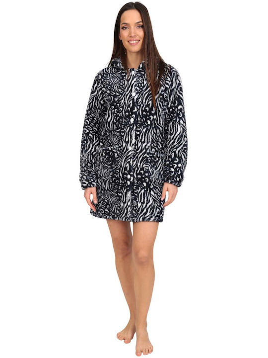 Lydia Creations Winter Women's Robe Dark Blue