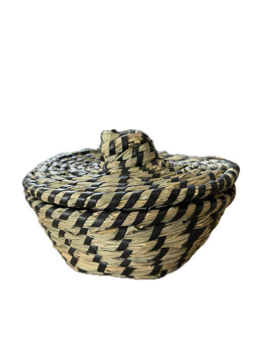 Yuk Decorative Basket Wicker with Lid White 20x20x13cm
