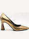 Leather Stiletto Gold High Heels