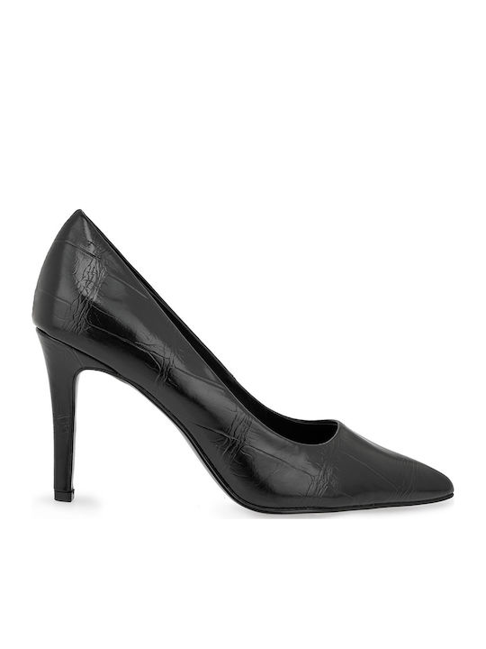 Exe Synthetic Leather Black High Heels