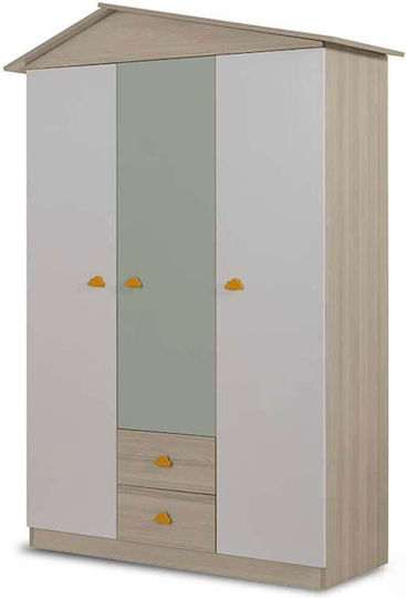 Τρίφυλλη Ντουλάπα Πολύχρωμη 130x57x204cm