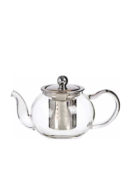 Yuk Teekanne mit Filter Glas Silber