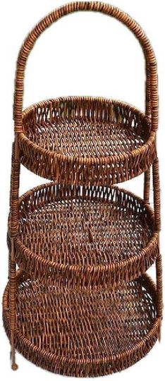 Kommerzielle Tischdekoration Zubehör 3-Etagen Rattan Dunkelbraun Teller Φ23 19 16 Stück