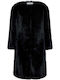 Women's Black Coat with Fur Details