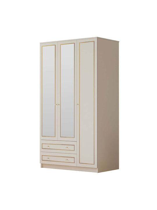 Triple Door Wardrobe White 105x52x210cm