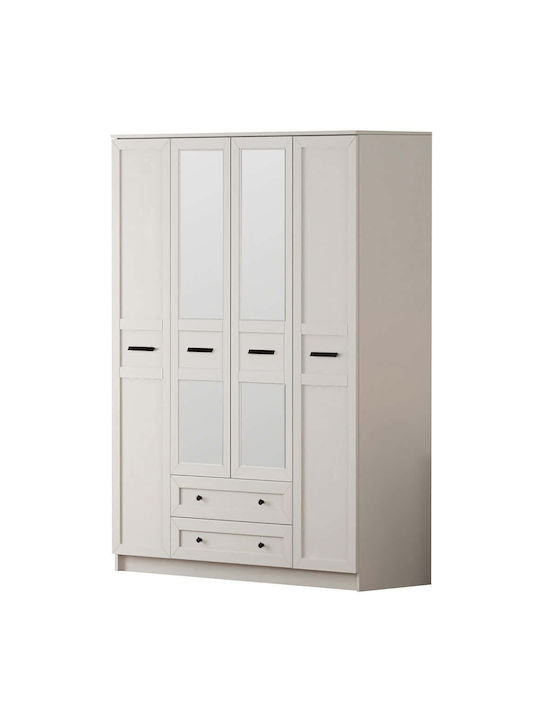 Τετράφυλλη Ντουλάπα White 140x52x210cm