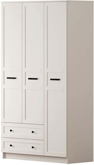 Triple Door Wardrobe White 105x52x210cm