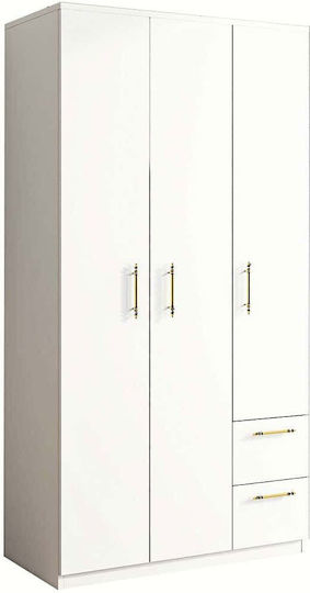 Dreifachtür Kleiderschrank Merlin White 90x45x171.8cm