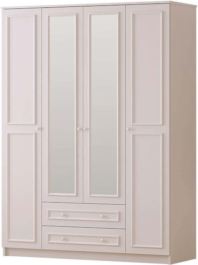Τετράφυλλη Ντουλάπα White 140x52x210cm
