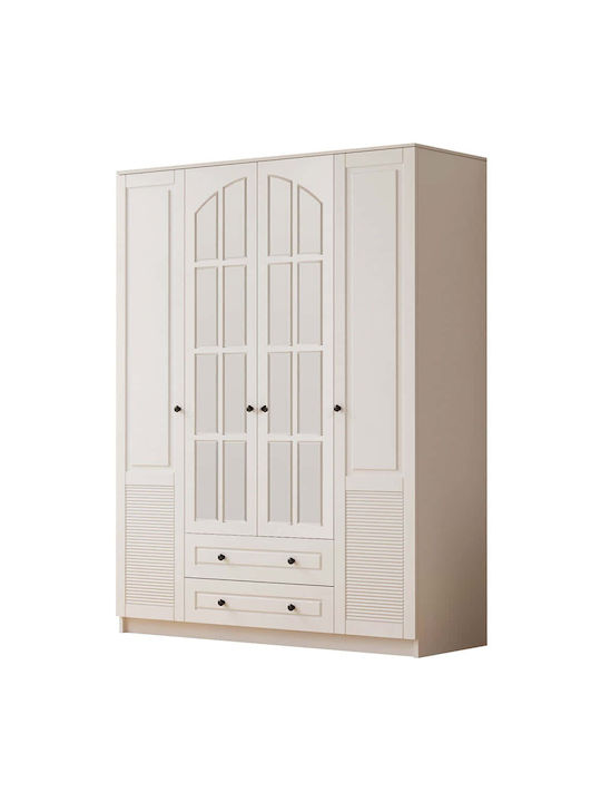 Τετράφυλλη Ντουλάπα White 140x52x210cm