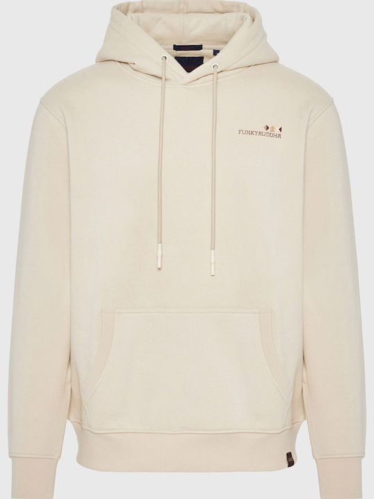 Funky Buddha Φούτερ με Κουκούλα Cloud Cream White