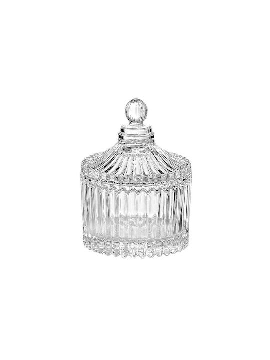 Yuk Vintage Glass Sweet Jar with Lid Transparent 7x7x10cm