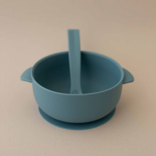 Nok Nok Feeding Set Nino made of Silicone with Non-Slip Base Blue 2pcs for 6+ months