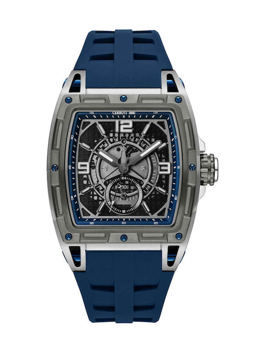 Cerruti Men's Watch Battery with Blue Rubber Strap