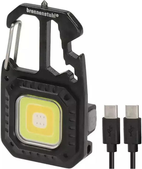 Brennenstuhl Rechargeable Keychain Flashlight LED IP20 with Maximum Brightness 600lm Black