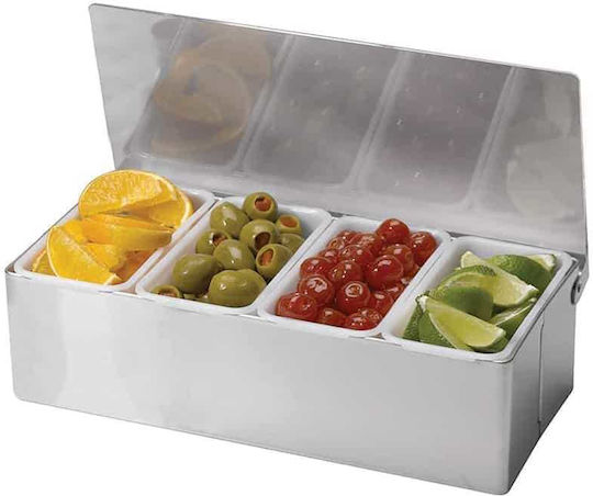 Bar Container Lid Stainless Steel 18/10 4 Independent Compartments
