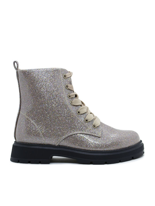 Kinderstiefel aus Lackleder mit Reißverschluss Gold