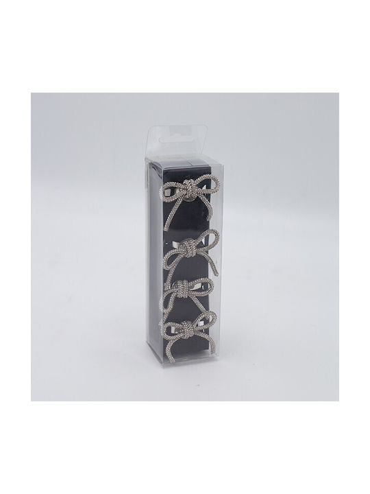 Hängender Bogen Ornament Metallisch Ecru mit Glitzer 4.5x5cm Set 4Stück