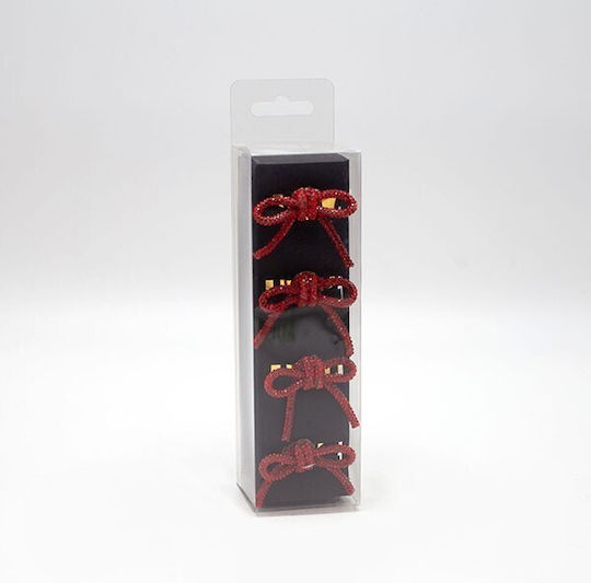 Eurolamp Set Weihnachtliche Serviettenringe Metallisch Rot L5xB4.5xD4cm. 4Stück