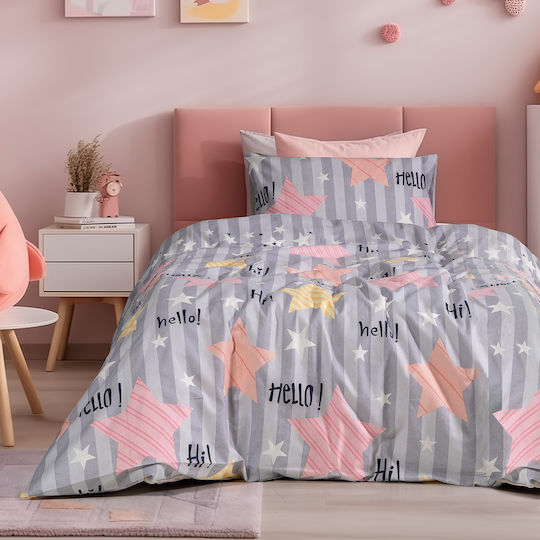 Beauty Home Single Kids Sheets Gray Pink 170x260cm Beauty Home Single Kids Sheets Gray Pink 170x260cm