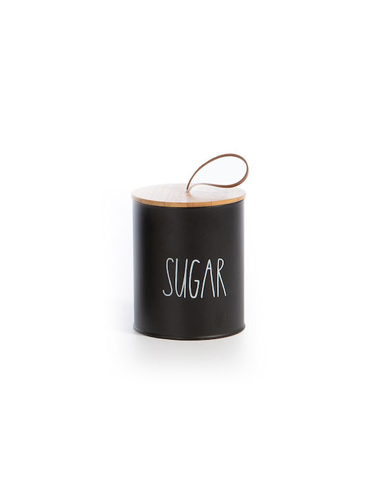 Nef-Nef Homeware Sugar Βάζο για Ζάχαρη με Καπάκι Μεταλλικό Μαύρο 10.4x10.4x13cm 1τμχ