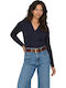 Women's Long Sleeve Striped Blue Sweater