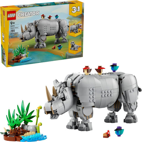 LEGO Creator 3 in1 Wild Animals Majestic Rhino With Birds for 9+ Years 780 Pieces