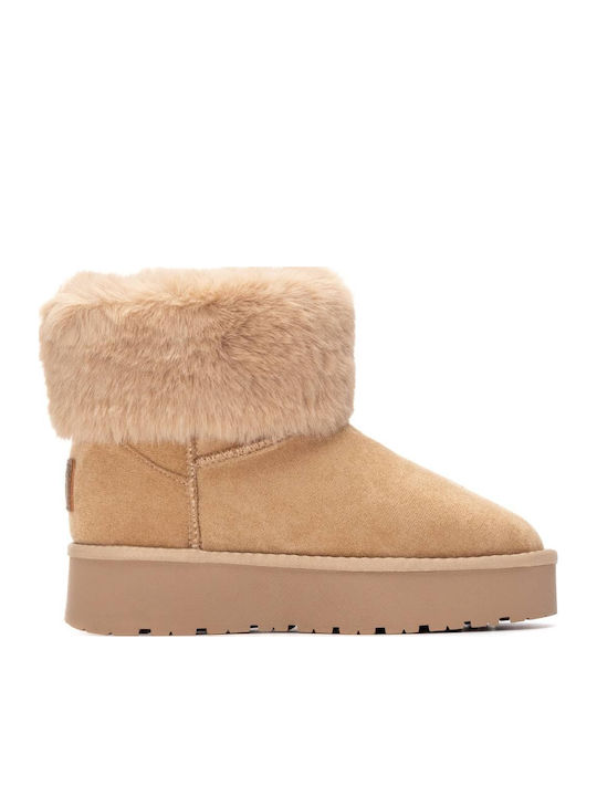 Women's Ankle Boots with Fur Beige