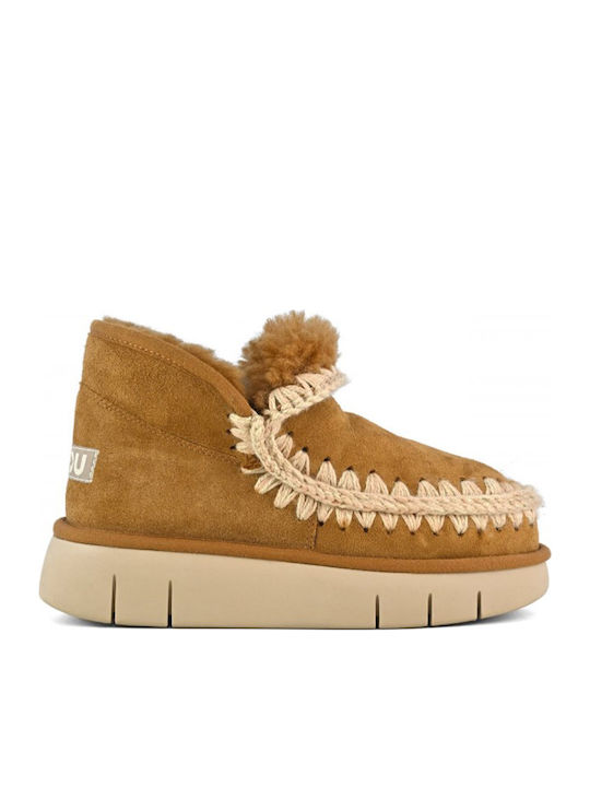 Mou Eskimo Suede Γυναικεία Μποτάκια Καφέ