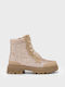 Biker Leather Kids Boots with Zipper Gold