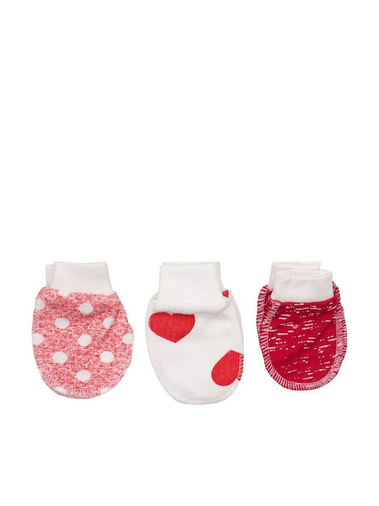 Kamtex Baby Подредба Ръкавици Mittens За Новородено Червени 3 Бр