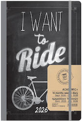 Next Ημερολόγιο Academic+ 9 2025-12 2026 Gallery Εβδομαδιαίο Flexi 14x21εκ Riding Μαύρο