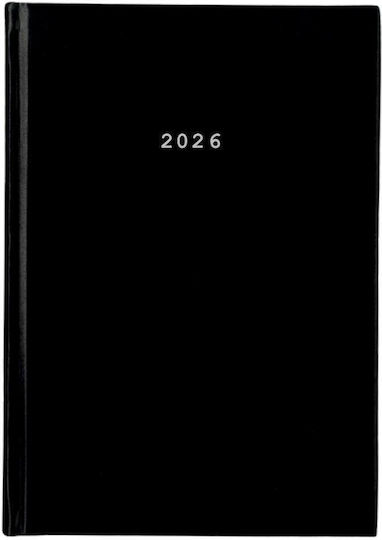 Next Ημερολόγιο 2026 Basic Ημερήσιο Δετό Μαύρο 17x25εκ Δυνατότητα Εκτύπωσης