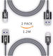 Data Fast Charging Кабел Izuku 219347700 1-134 Комплект 2 Бр USB Type-C към USB 3.0 Бързо Зареждане Нейлонов Плетен 1.2м