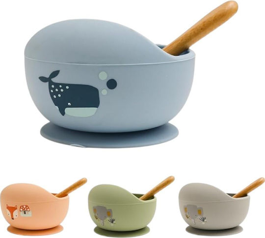Queen Mother Baby Food Bowl Whale Made of Silicone Blue