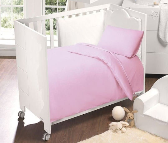 MayHome Βρεφικό Σεντόνι Λίκνου Βαμβακερό Ροζ 80x120εκ.