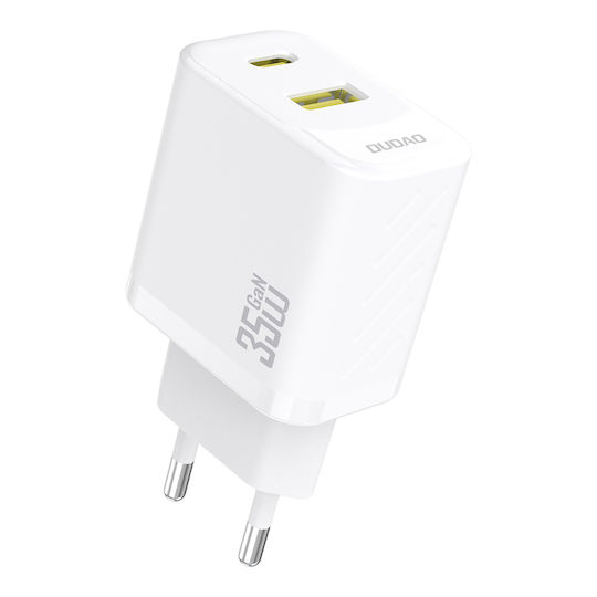 Dudao Charger Without Cable GaN with USB-A Port and USB-C Port 35W Power Delivery Whites (A27 Max)